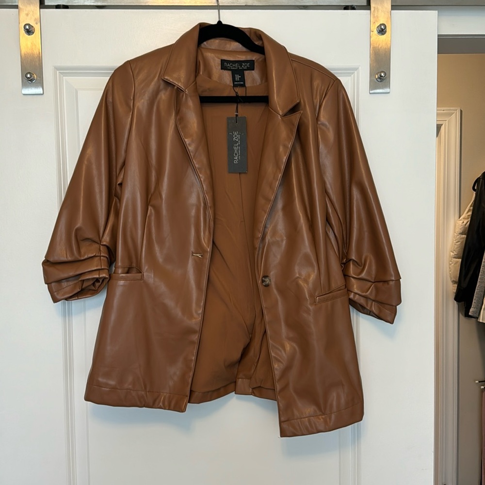 NWT WOMENS FAUX LEATHER JACKET RACHEL ZOE